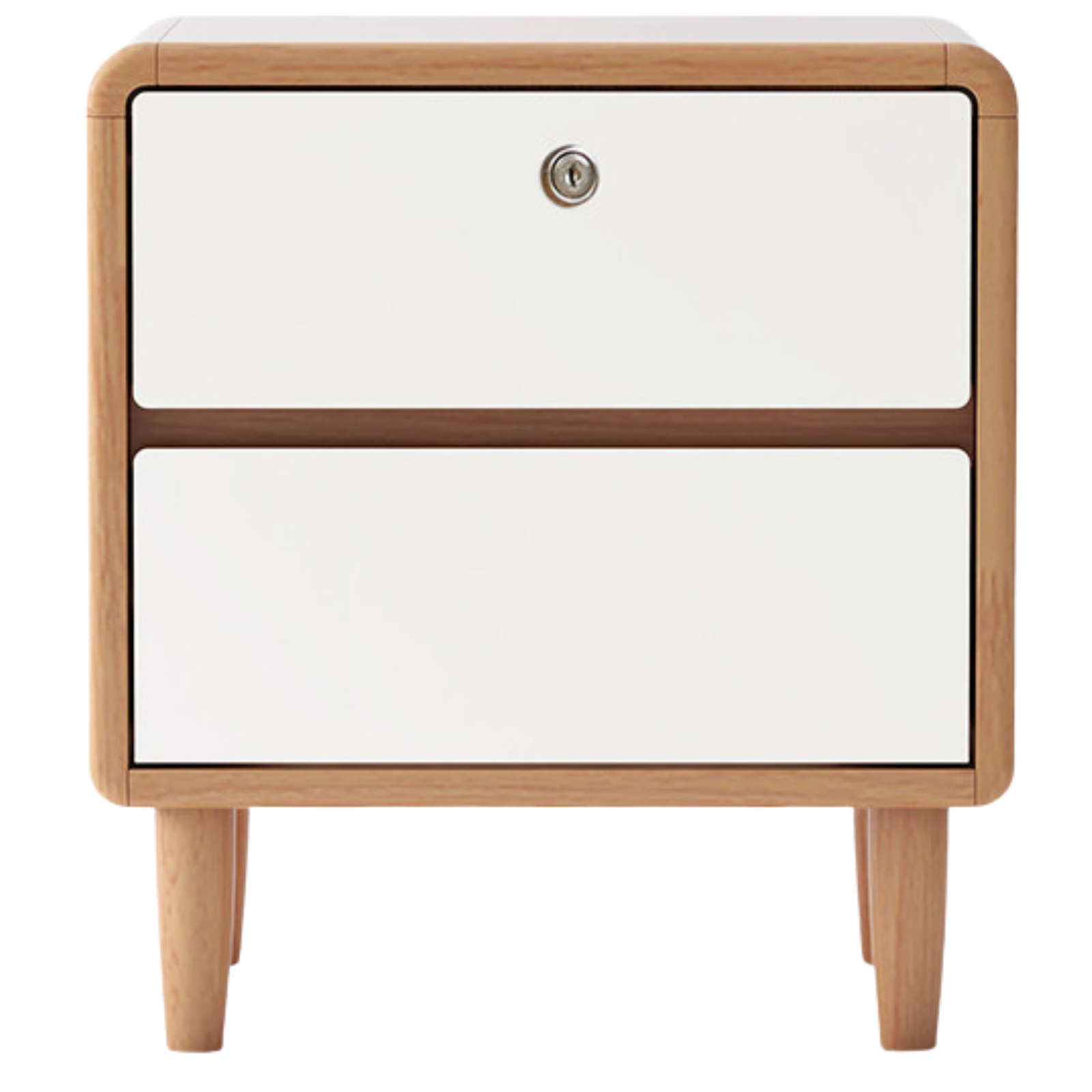 Beech Solid Wood White Cream Style Nightstand