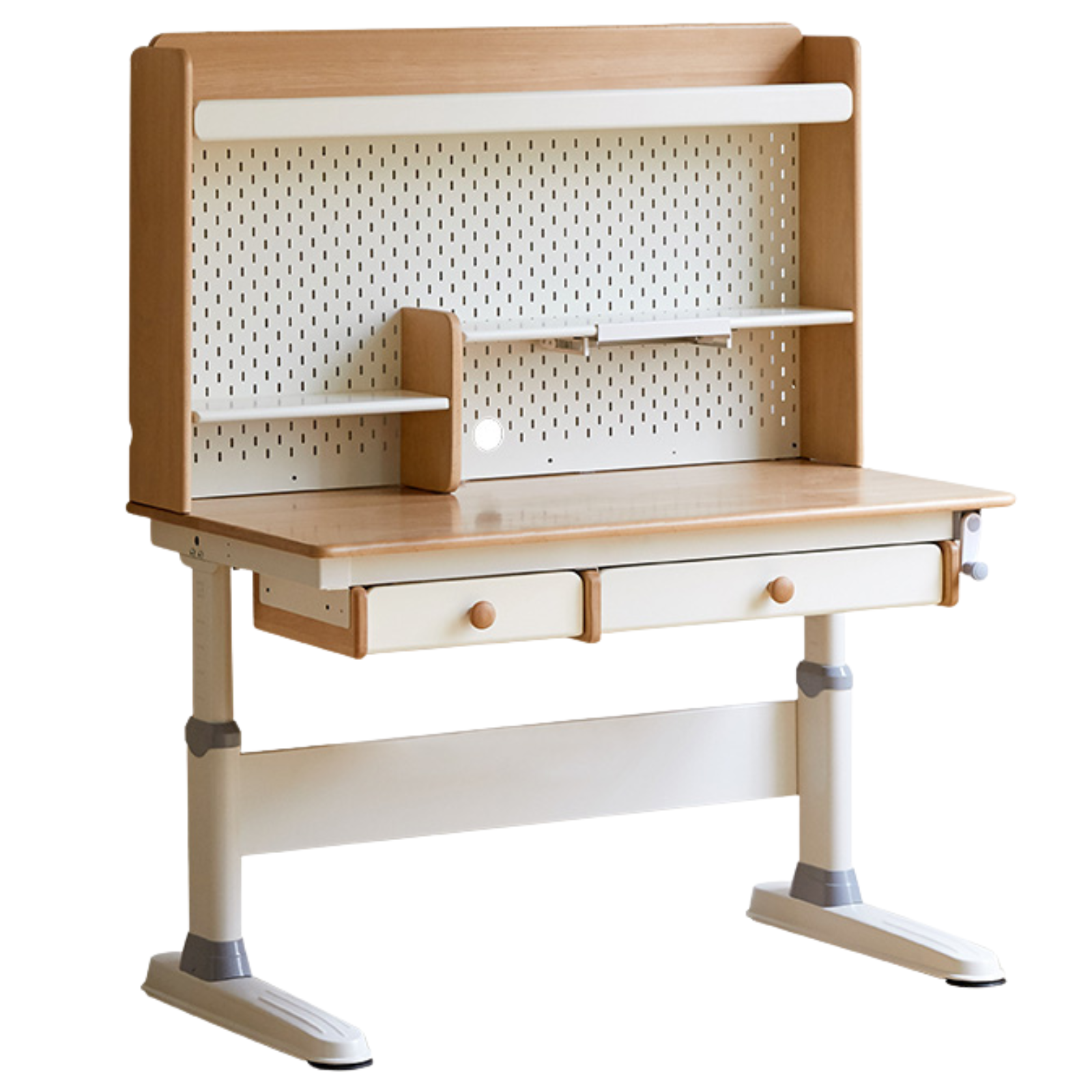 Beech Solid Wood Height Adjustable Children's Learning Desk with Eye-Protection Lamp