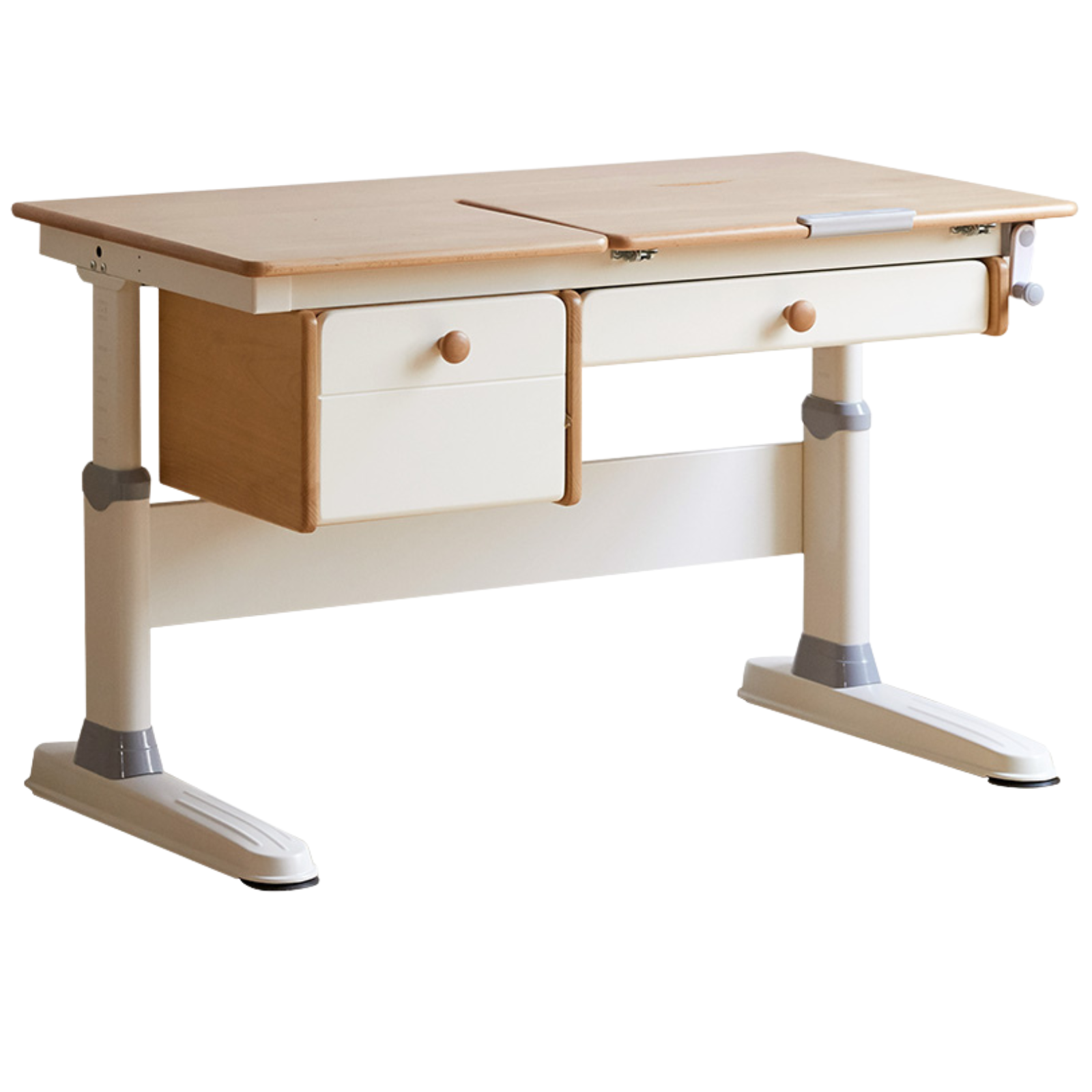 Beech Solid Wood Height Adjustable Children's Learning Desk with Eye-Protection Lamp