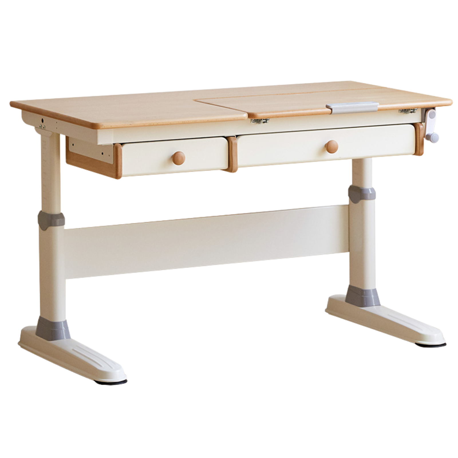 Beech Solid Wood Height Adjustable Children's Learning Desk with Eye-Protection Lamp
