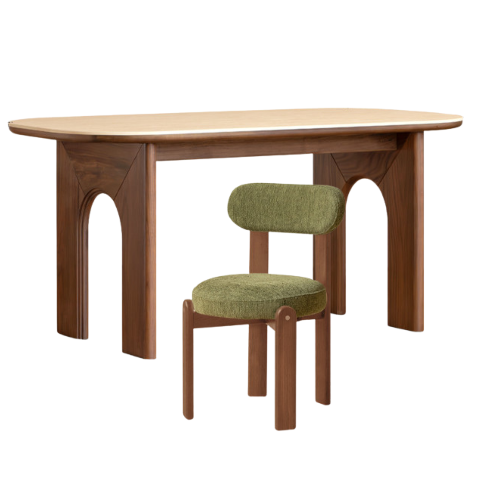 Black Walnut, Oak Solid Wood French Retro Style Dining Table