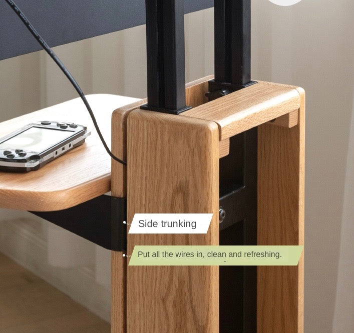 Oak Solid Wood TV Stand, Mobile Floor to Floor TV Cabinet"