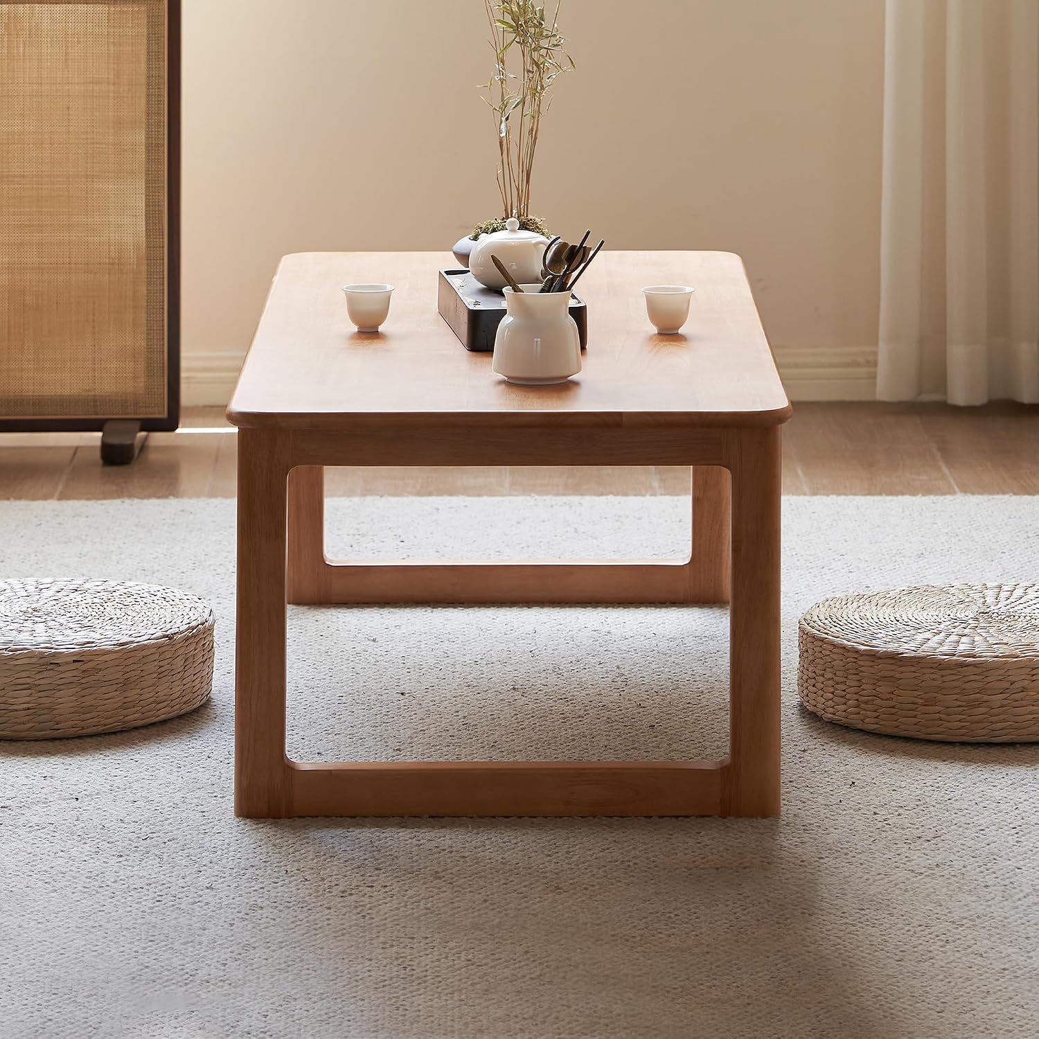 Rubberwood Solid Wood Tea Table Japanese Floor Table, Tatami Coffee Table