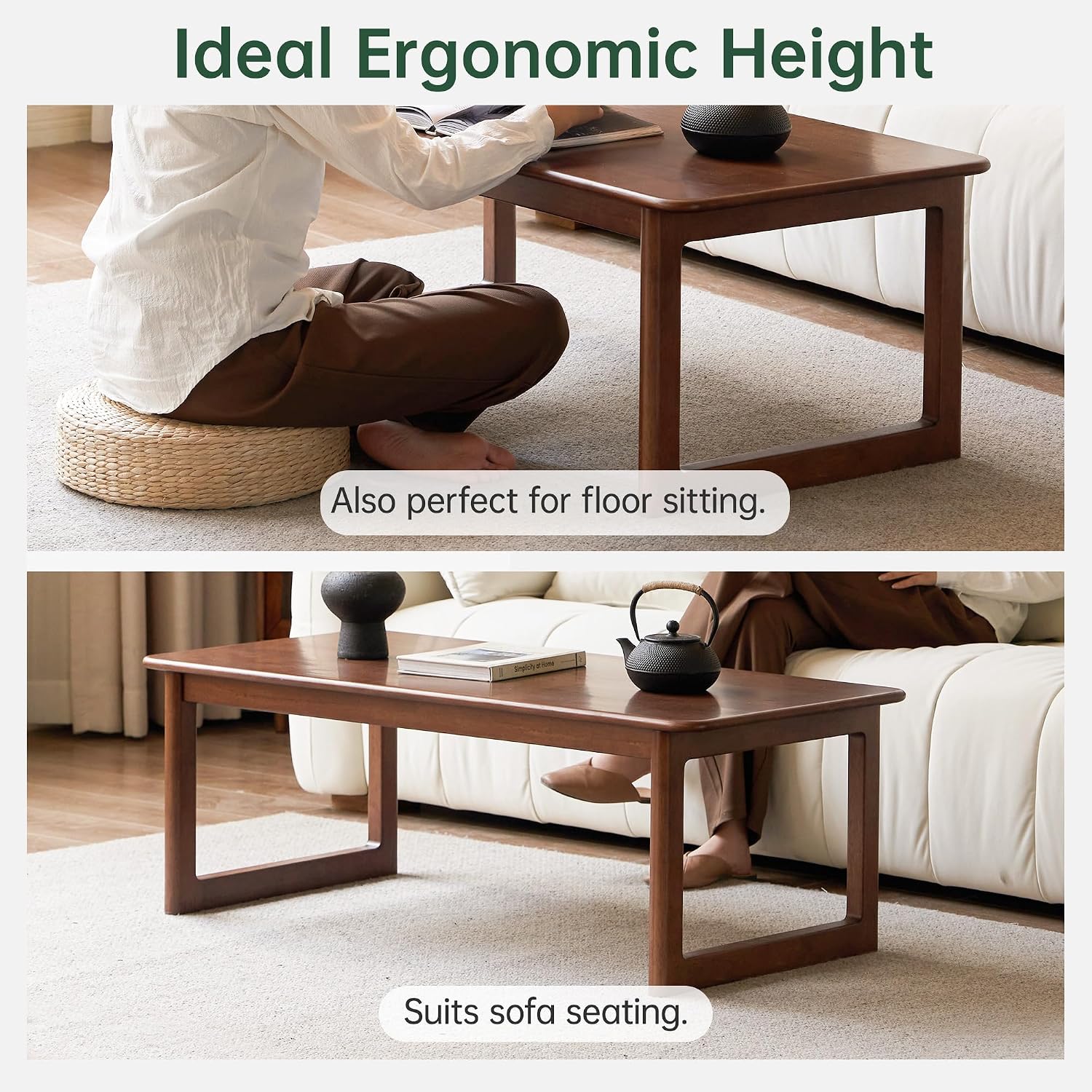 Rubberwood Solid Wood Tea Table Japanese Floor Table, Tatami Coffee Table