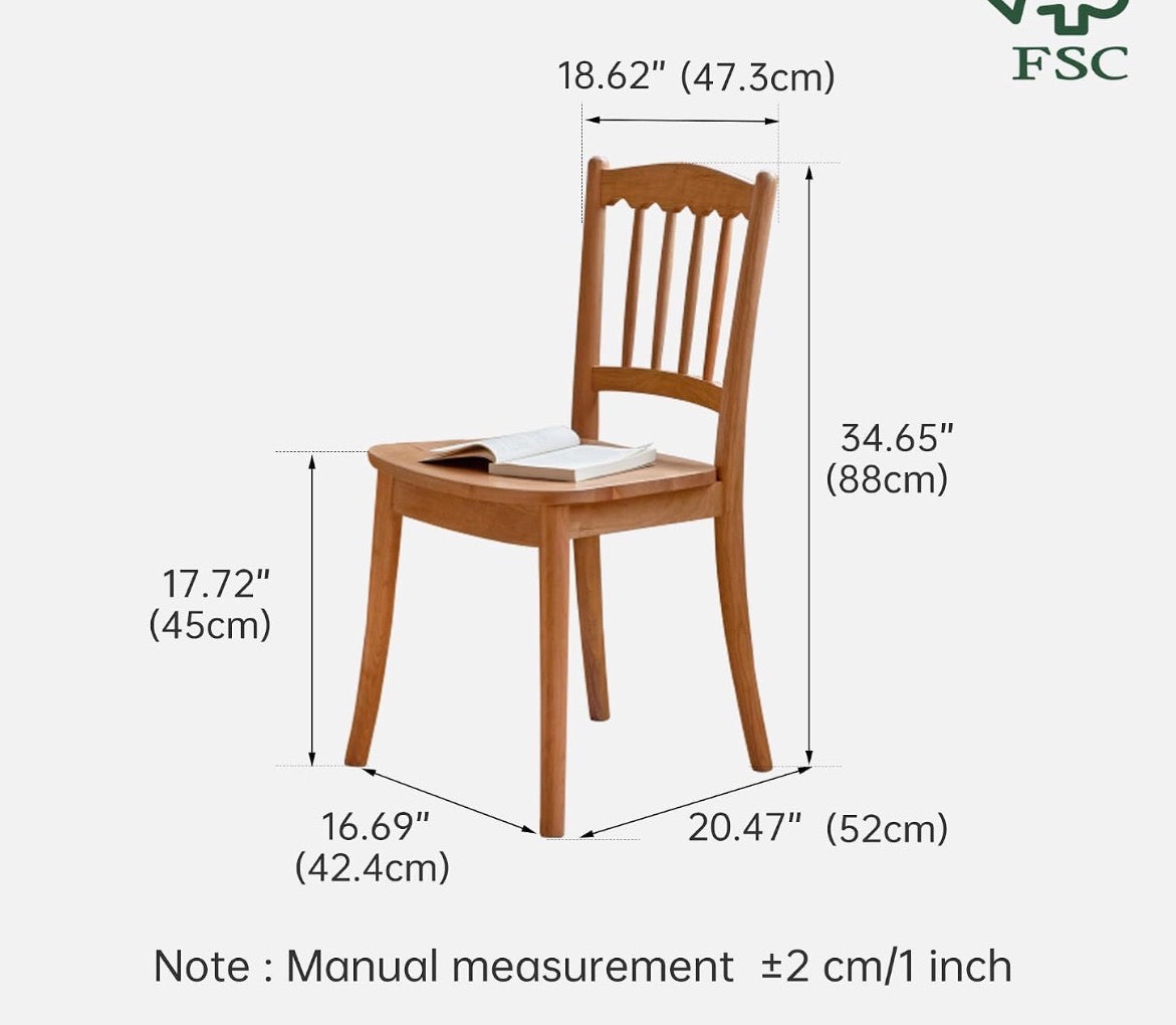 Cherry Solid Wood Spindle Back Dining Chair with Saddle Seat