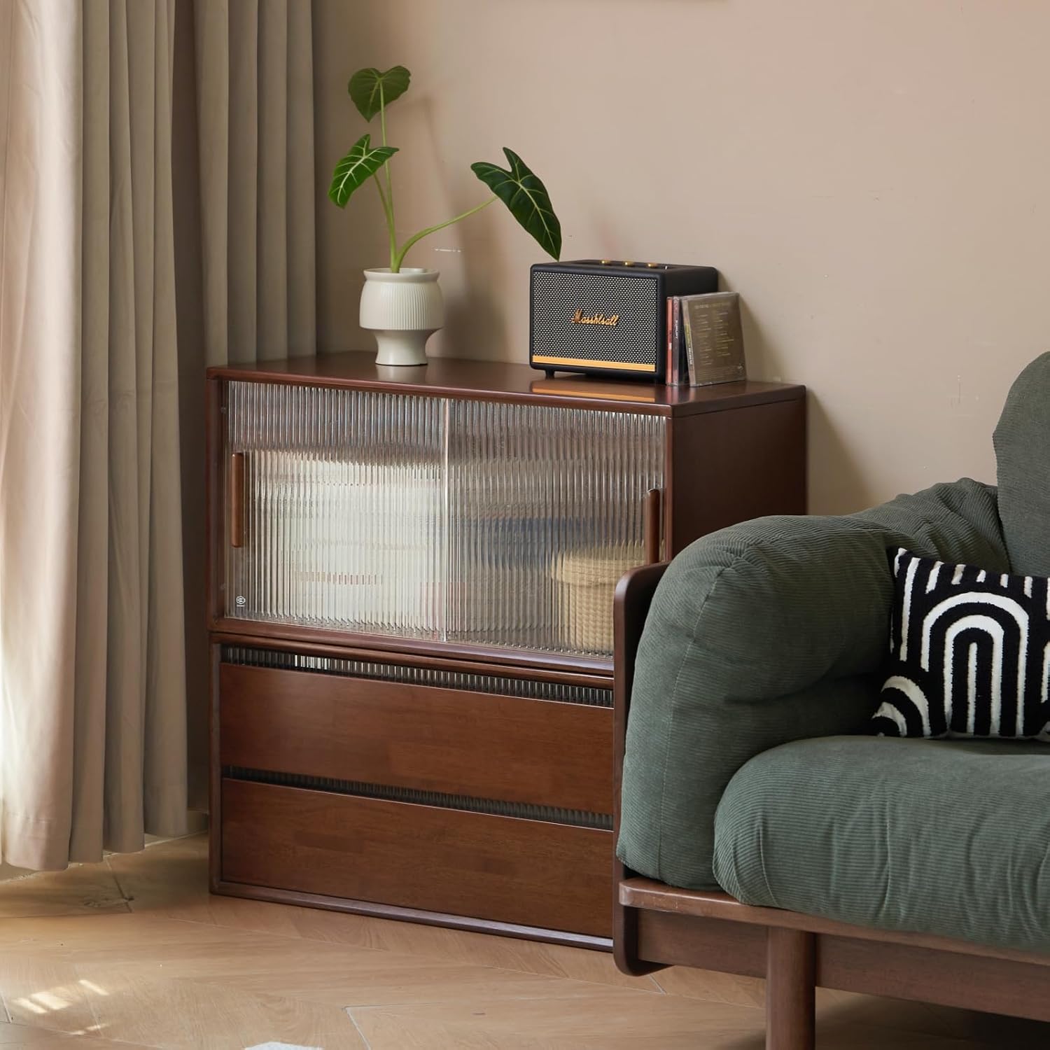 Rubberwood Solid Wood Modular Bookcase and TV Stand Combo