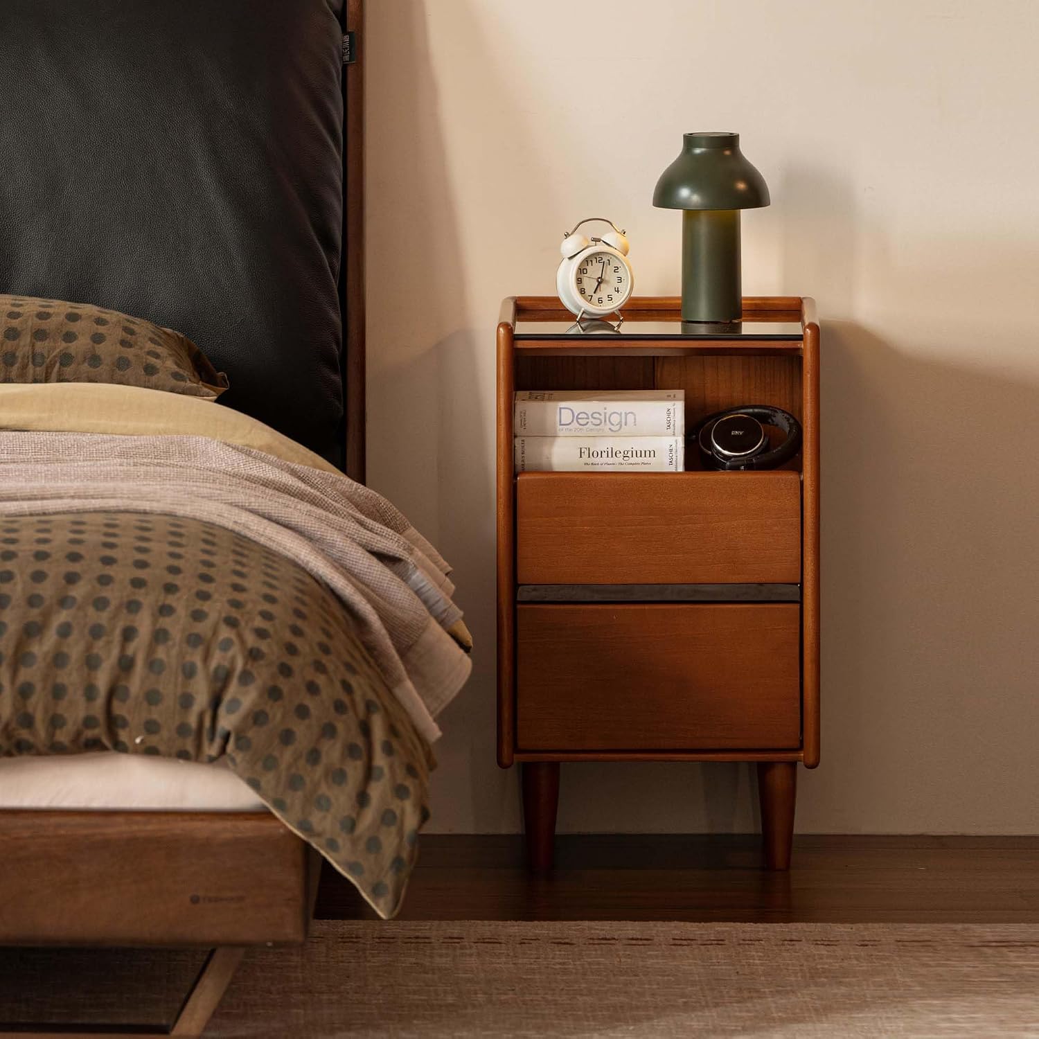 Poplar Solid Wood Teak Color Nightstand