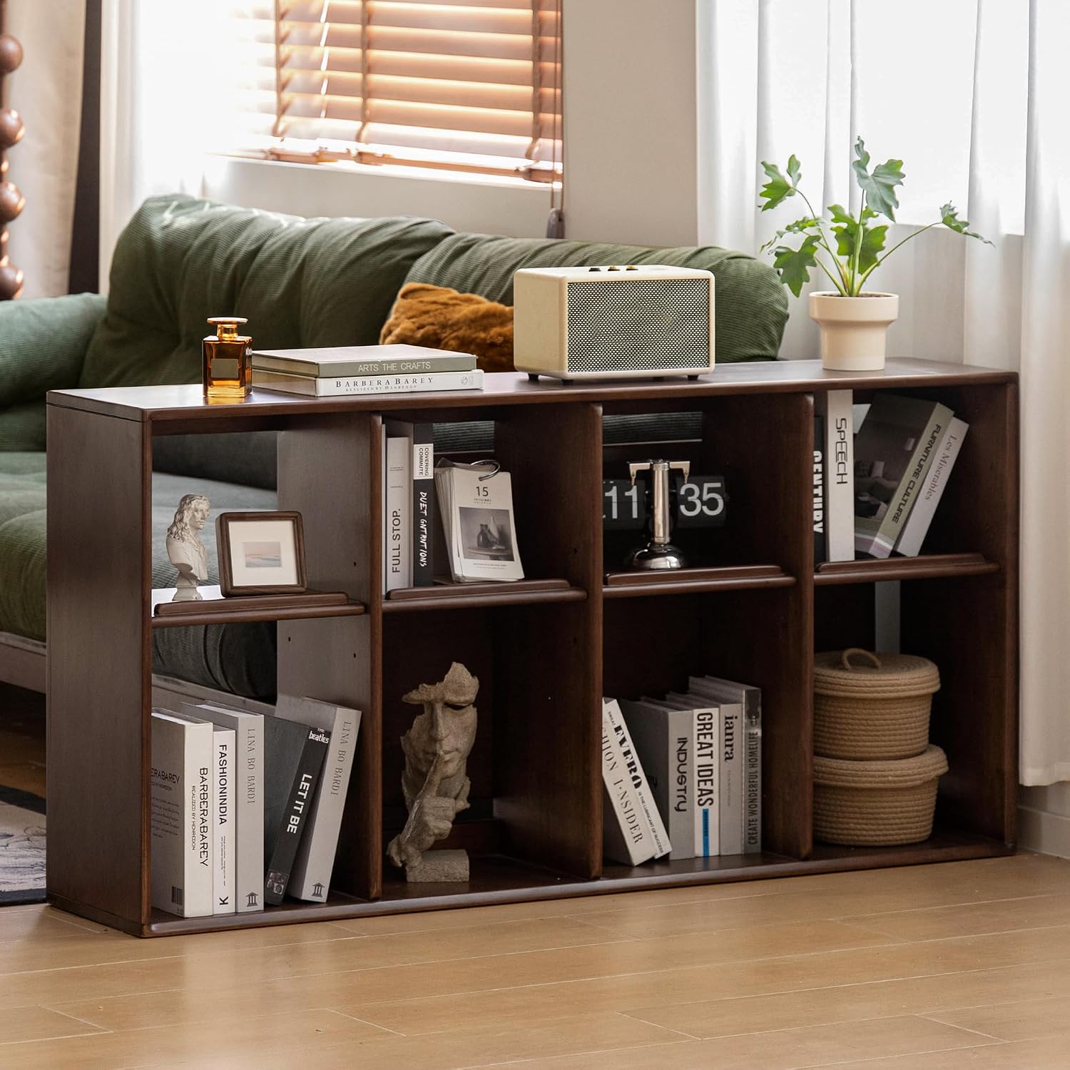Rubberwood Solid Wood Modular Bookcase and TV Stand Combo