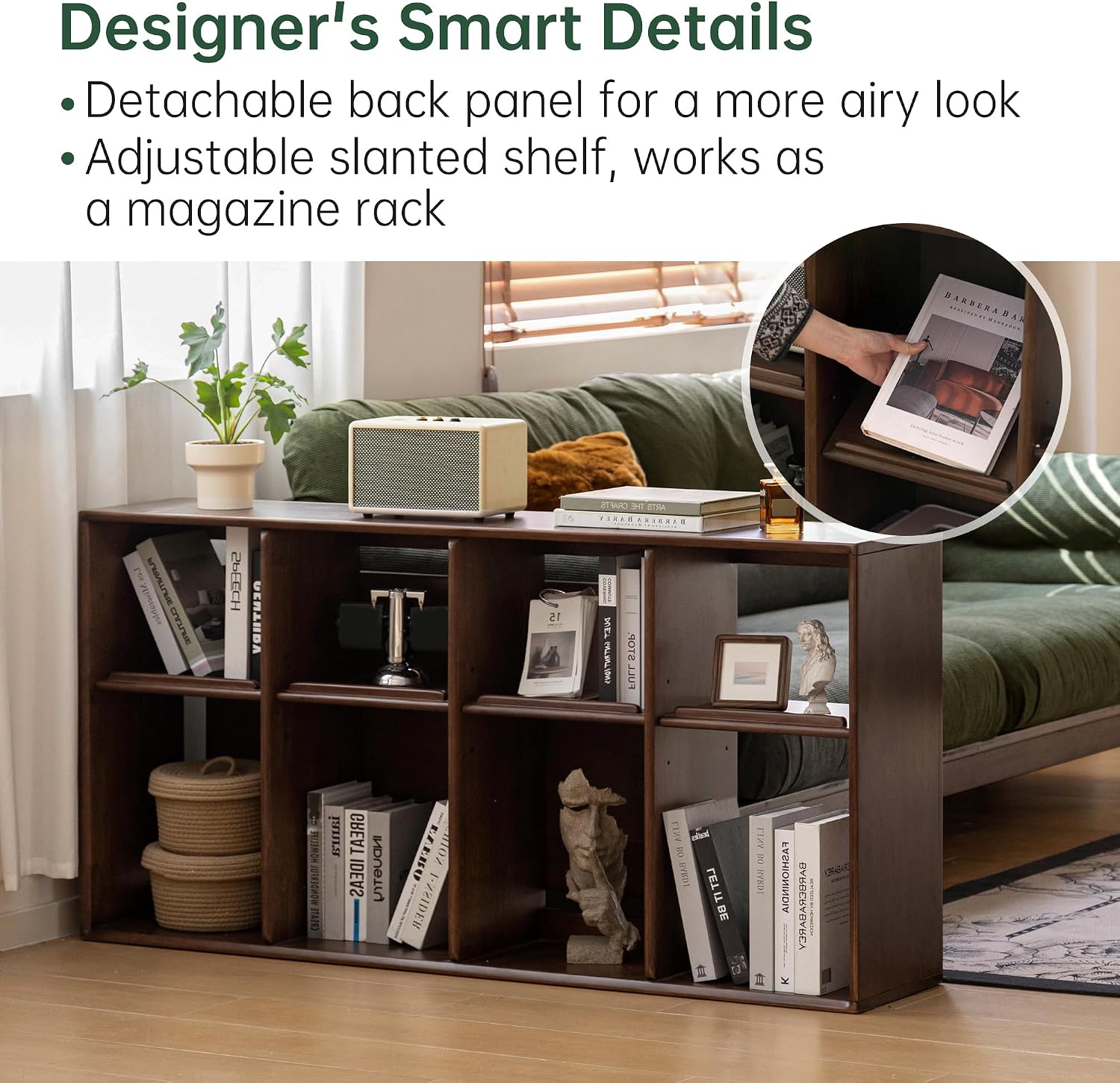 Rubberwood Solid Wood Modular Bookcase and TV Stand Combo