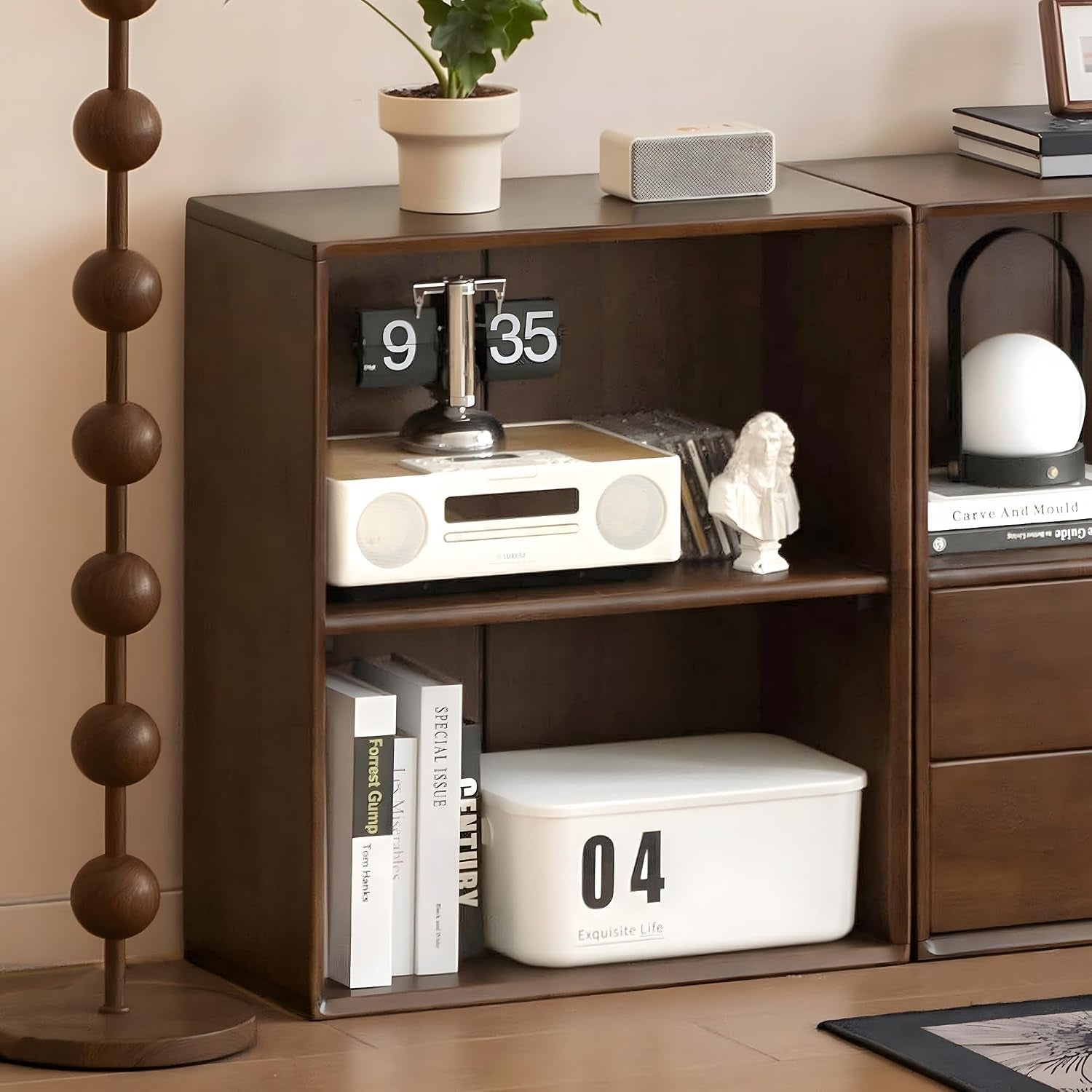 Rubberwood Solid Wood Modular Bookcase and TV Stand Combo