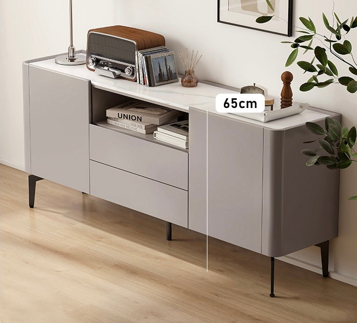Poplar solid wood bedroom slate TV cabinet light luxury