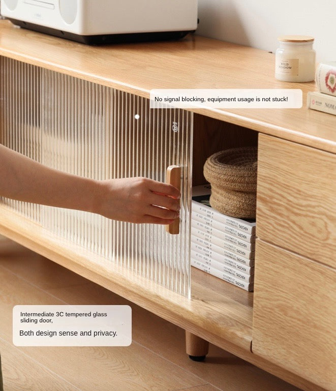 Oak solid wood TV cabinet modern"