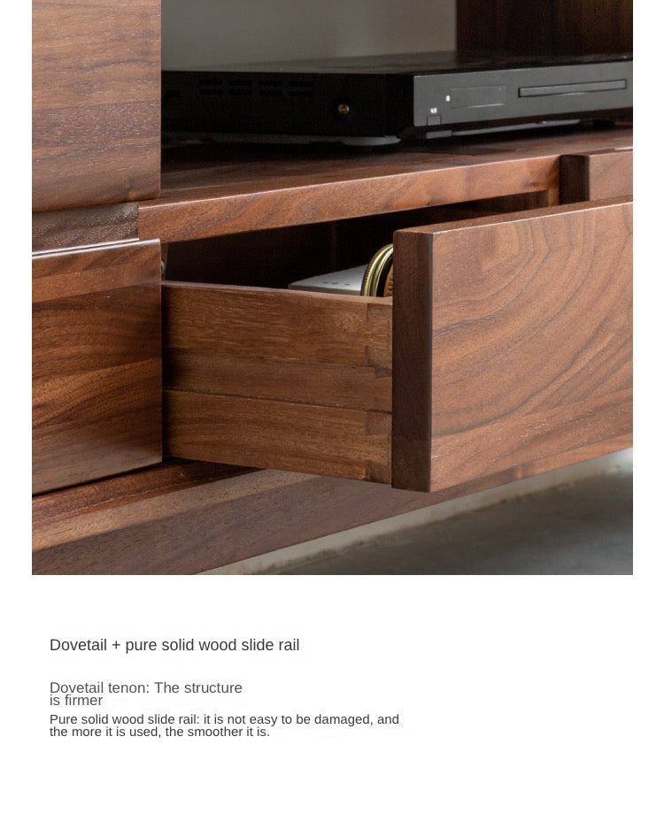 Black walnut solid wood sliding door TV cabinet "