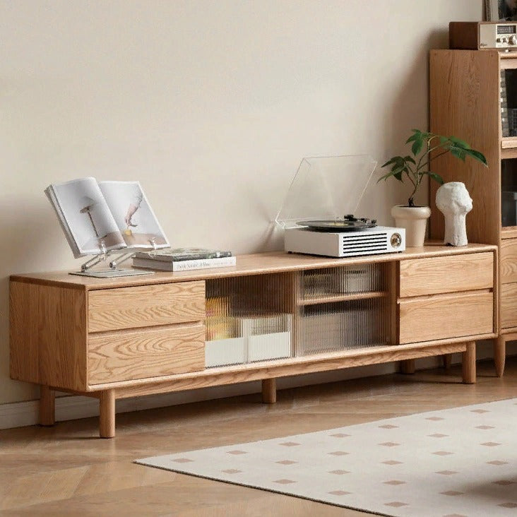 Oak solid wood TV cabinet modern minimalist