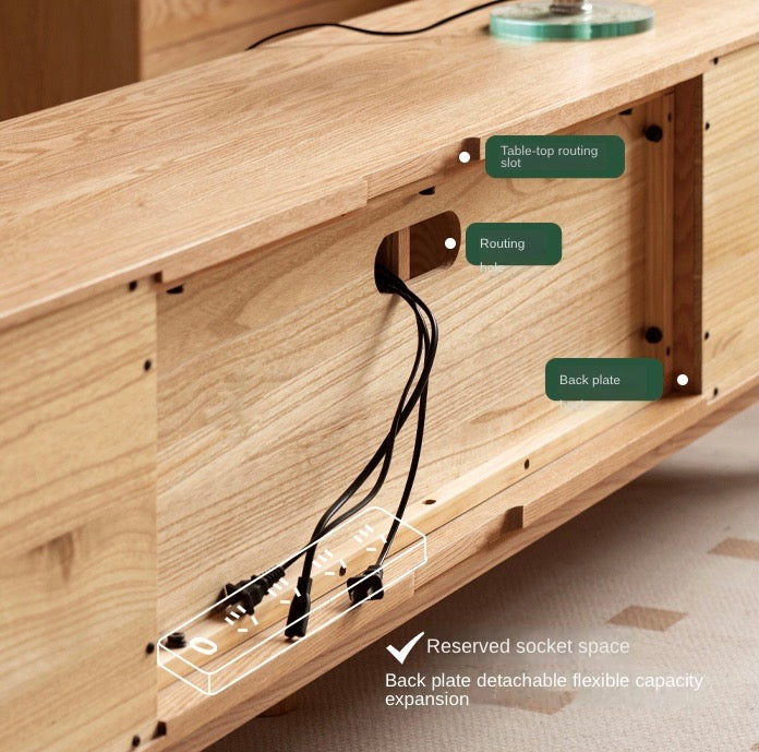 Oak solid wood TV cabinet modern minimalist "