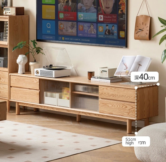 Oak solid wood TV cabinet modern minimalist "