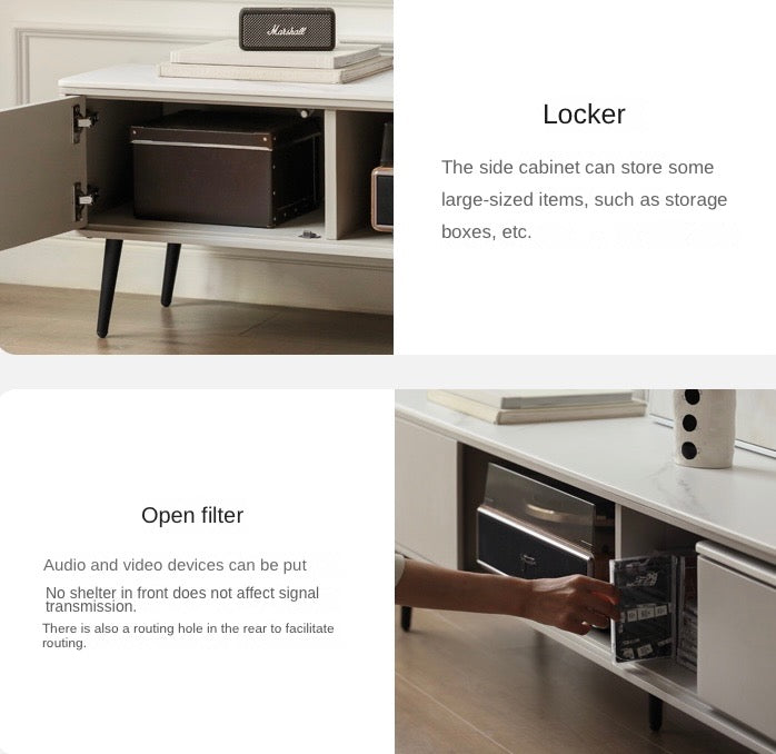 Poplar solid wood retractable slate TV cabinet light luxury "