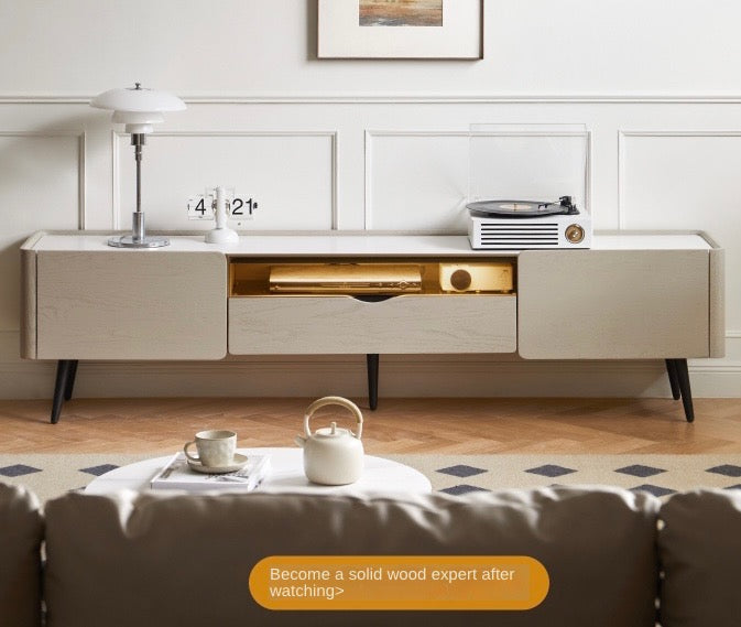 Oak solid wood slate TV cabinet modern high-leg light luxury "