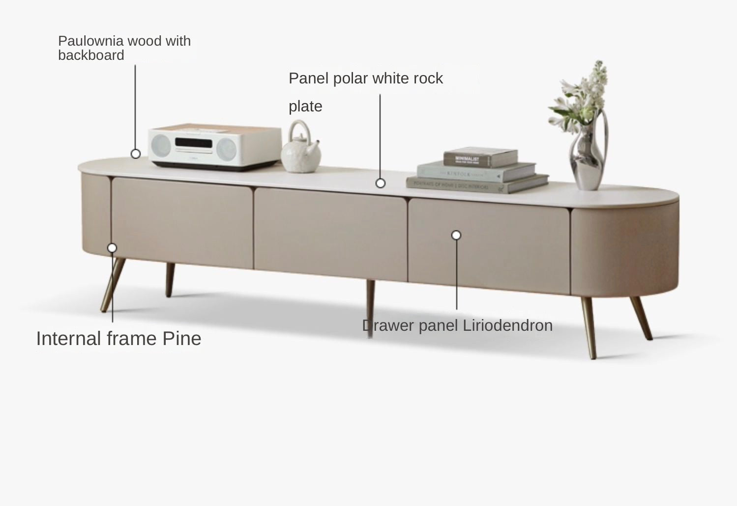 Poplar Solid Wood  Rock Panel TV Cabinet, Modern"