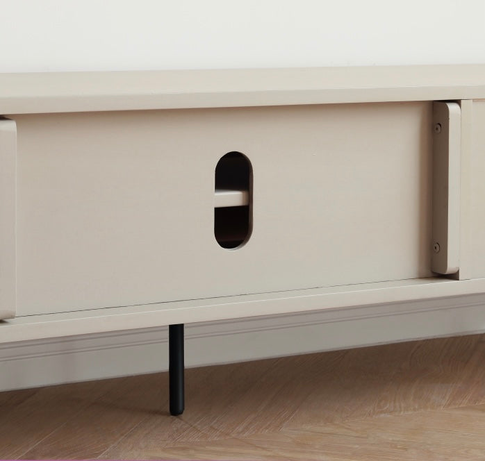 Poplar solid wood TV cabinet modern simple cream style high-leg "