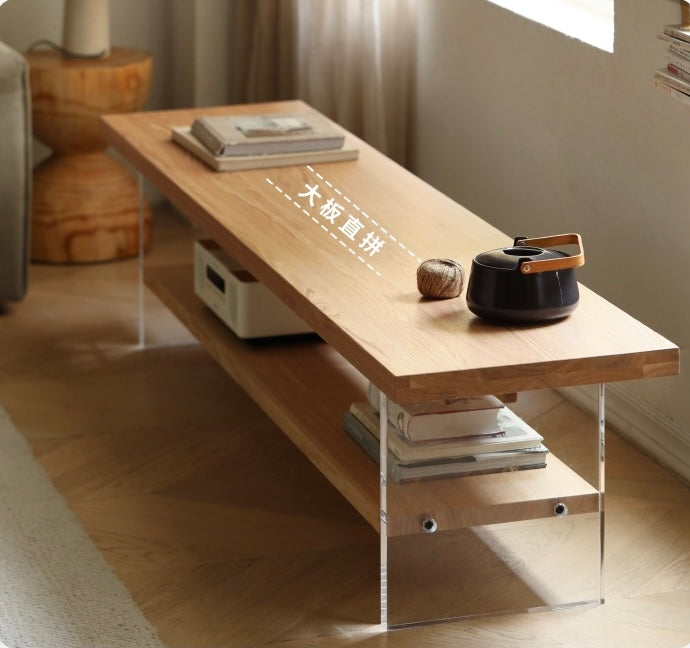 Ash solid wood acrylic TV cabinet wabi-sabi style "