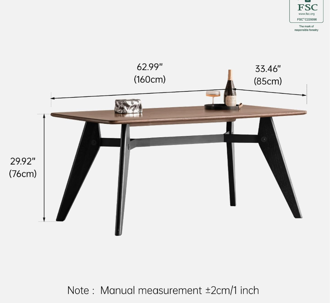 Oak Solid Wood Trestle Dining Table with Crossbeam