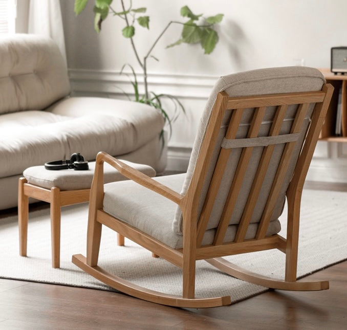 Oak solid wood rocking lounge chair balcony leisure chair"