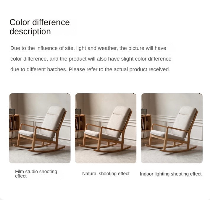 Oak solid wood rocking lounge chair balcony leisure chair"-