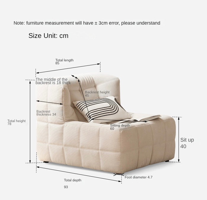 Cream Style Lazy Sofa Modern Leisure square design)