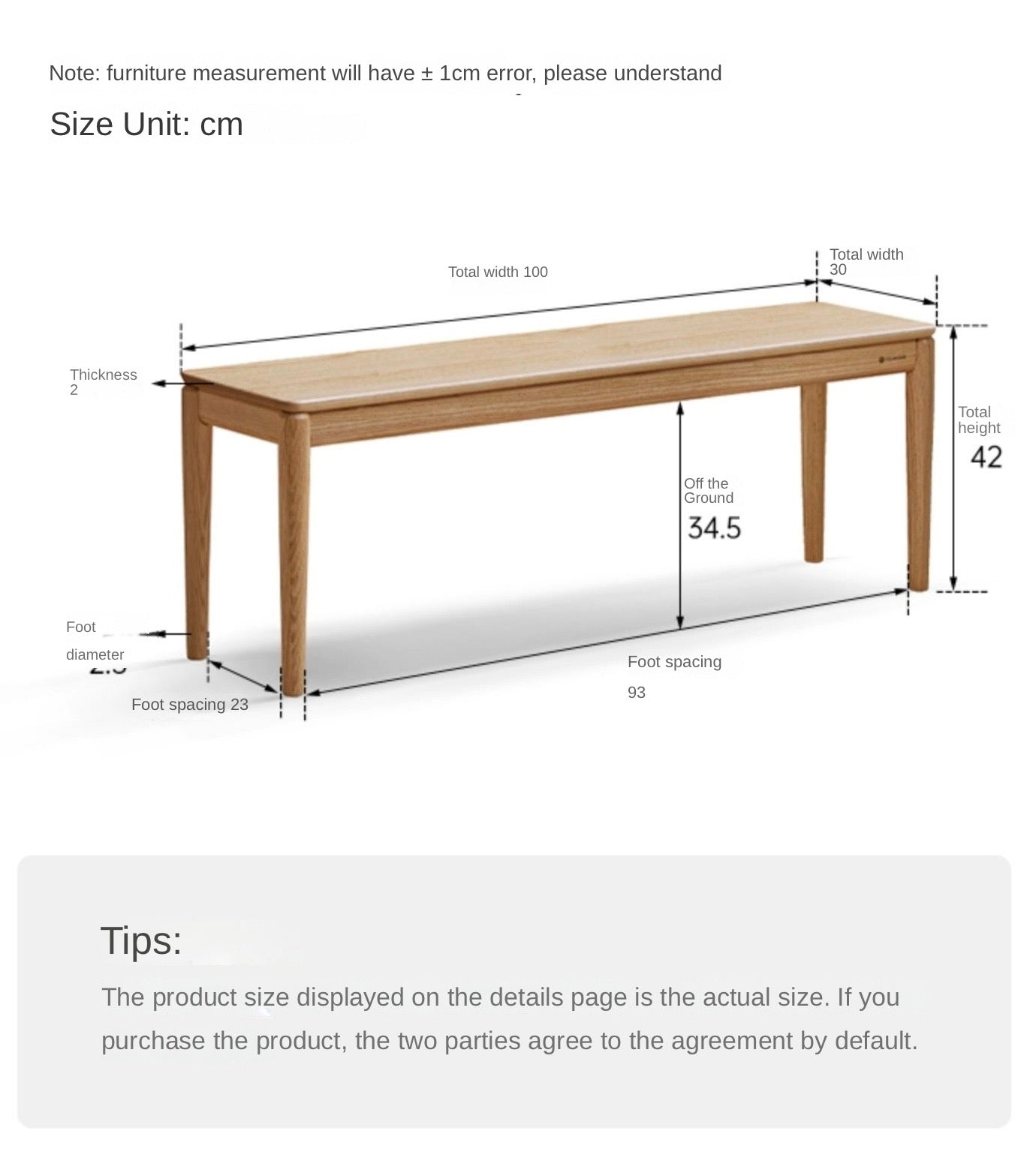 Oak,Ash solid wood rectangular bench*