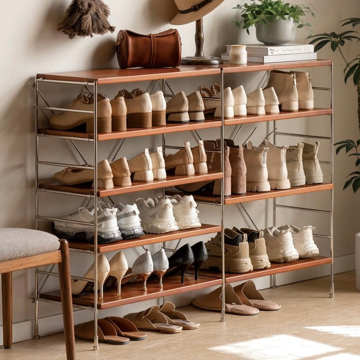Poplar Solid Wood vintage-style shoe rack