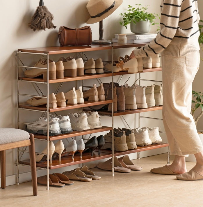 Poplar Solid Wood vintage-style shoe rack"