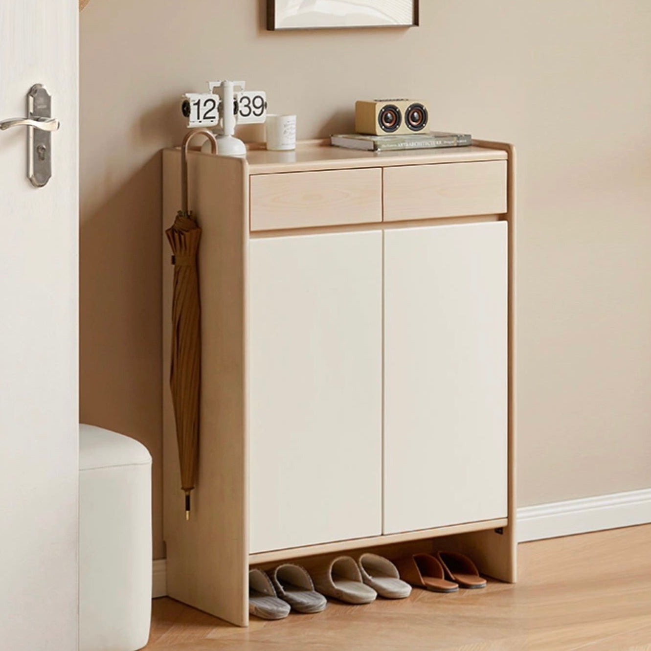 Beech solid wood Multi-colored shoe cabinet