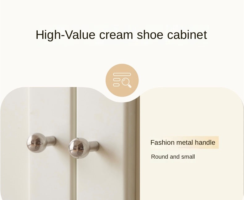 Solid wood cream shoe cabinet "
