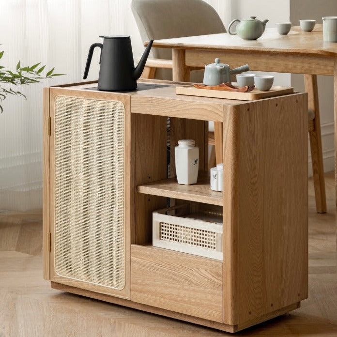 Tea maker mobile side cabine, side table Ash solid wood "