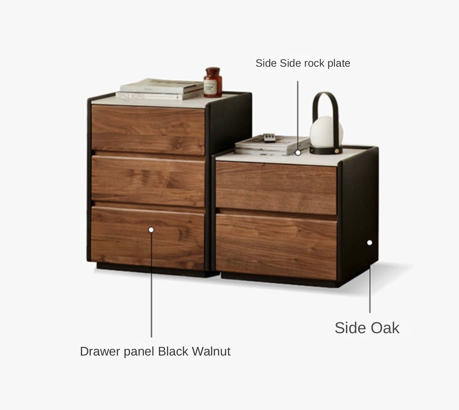 Slate side Cabinet Black Walnut -Oak solid wood  "