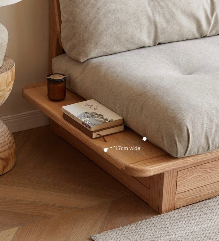 Oak Solid Wood Fabric Storage Sofa"