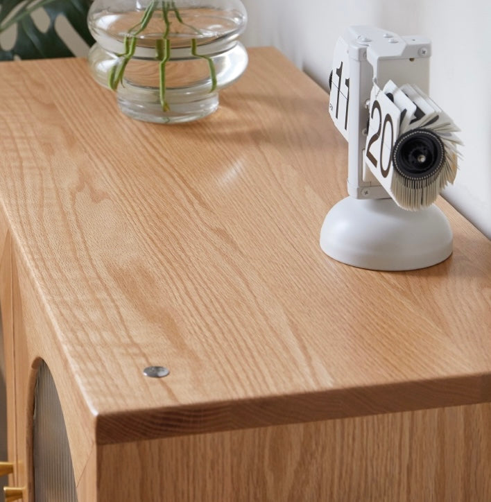 Oak solid wood side cabinet LED light-
