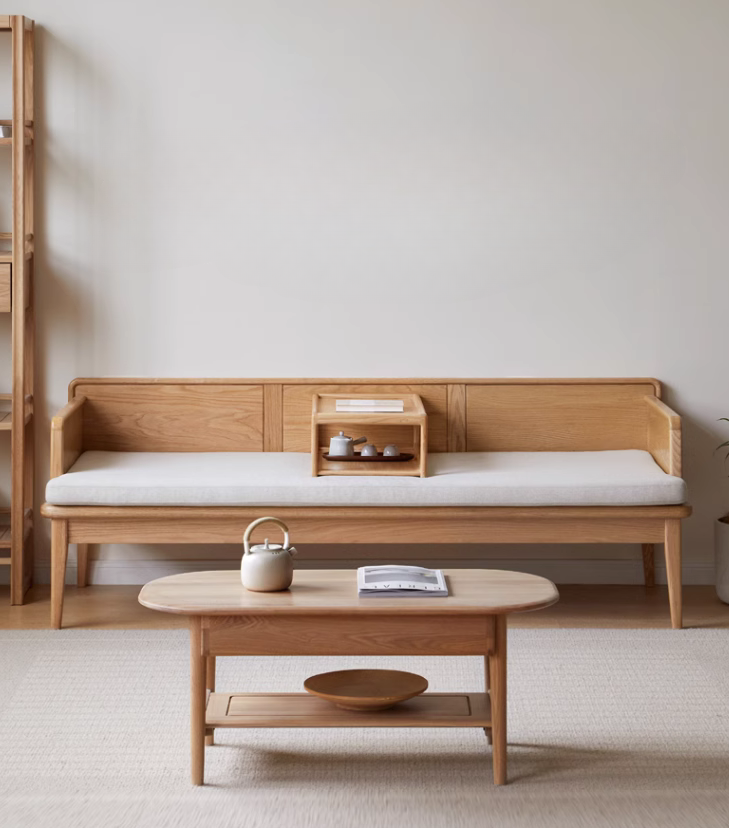 Oak solid wood sofa dual-purpose sofa bed"