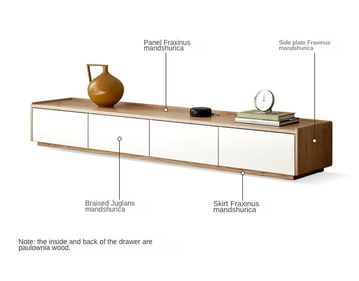 Ash Solid Wood Floor to Floor TV Cabinet Modern"