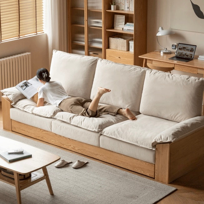 Oak Solid Wood Floor to Floor Tall Sofa"