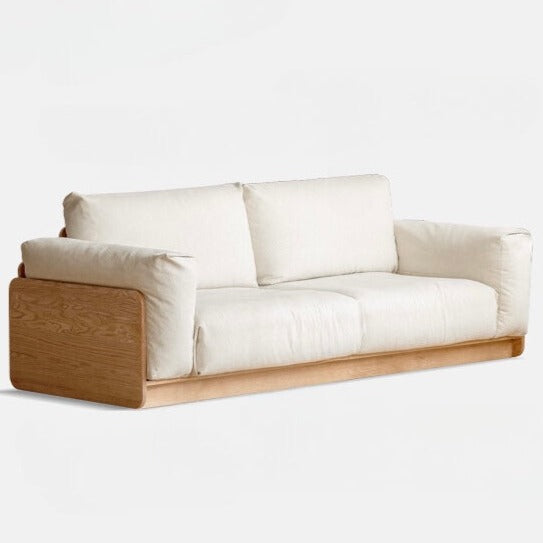 Oak solid wood down fabric sofa)
