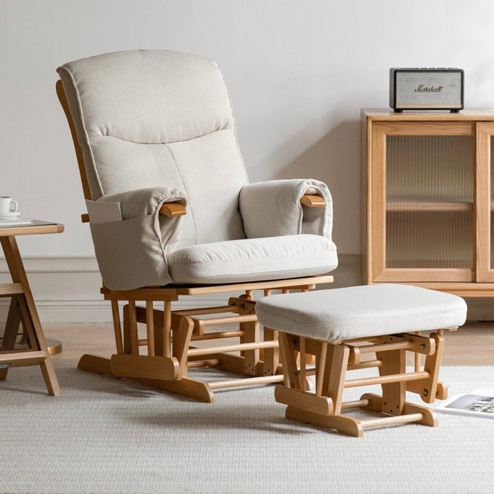 Beech Solid Wood Rocking Armchair + footstool"-