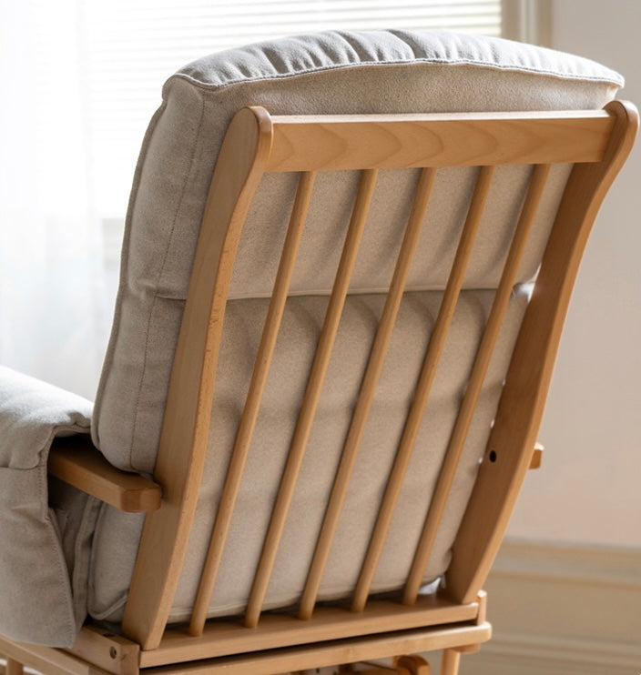 Beech Solid Wood Rocking Armchair + footstool"