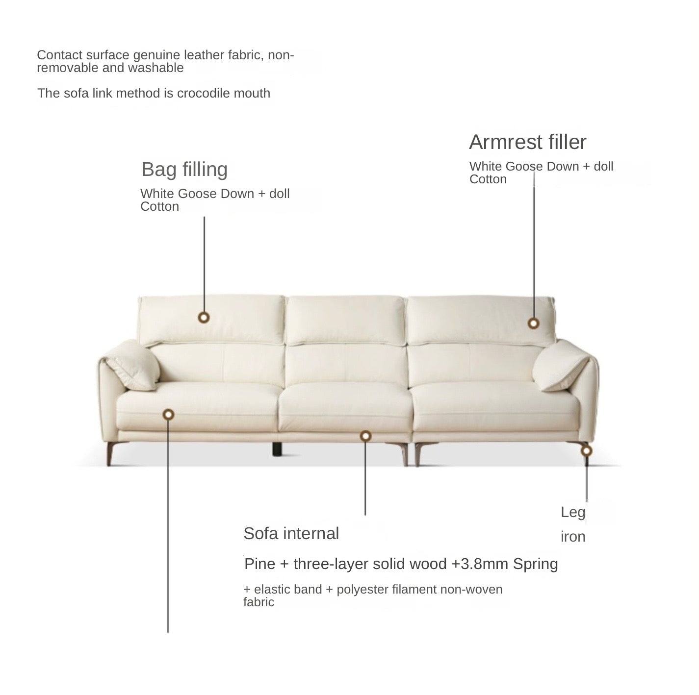 First layer cowhide leather Goose down sofa  -