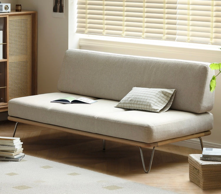 Oak Solid Wood Modern Simple Fabric Sofa+