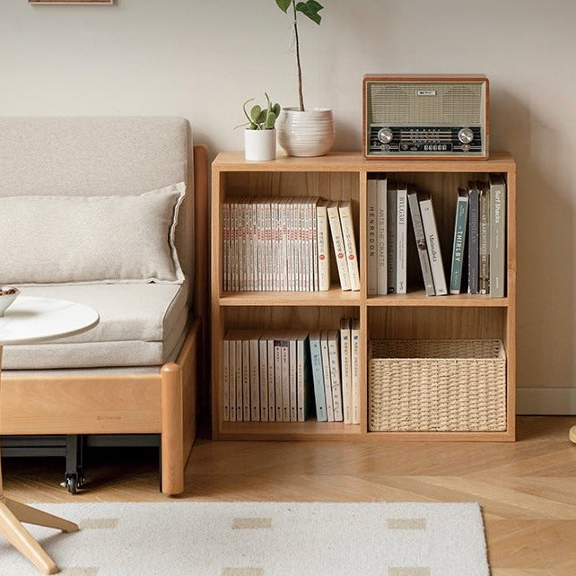 Oak solid wood bookshelf free combination floor-to-ceiling lattice cabinet"