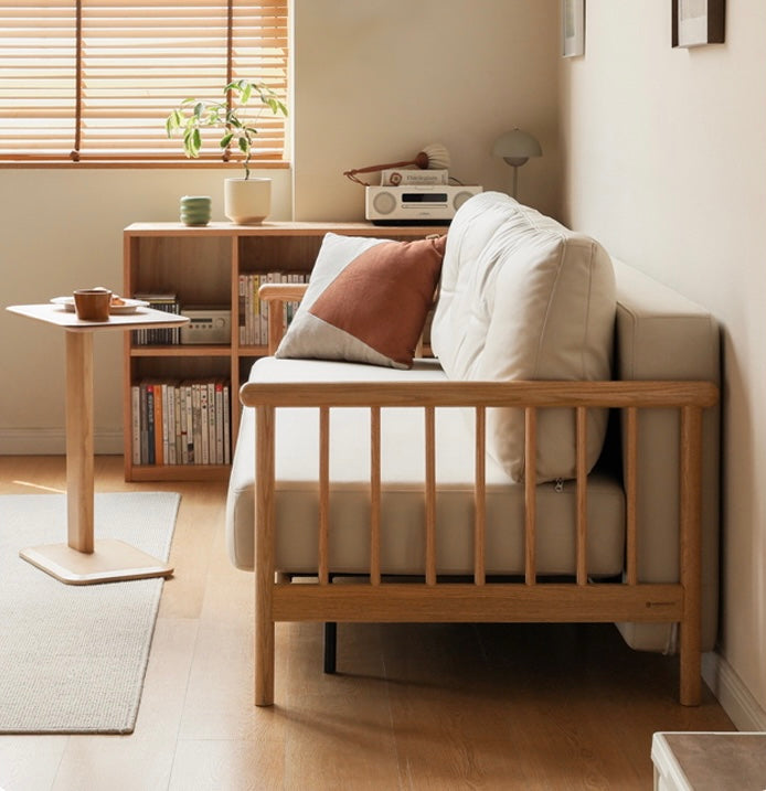 Oak solid wood sofa bed modern technology cloth