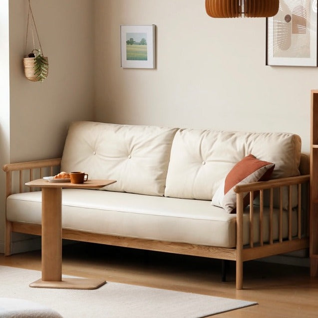 Oak solid wood sofa bed modern technology cloth -