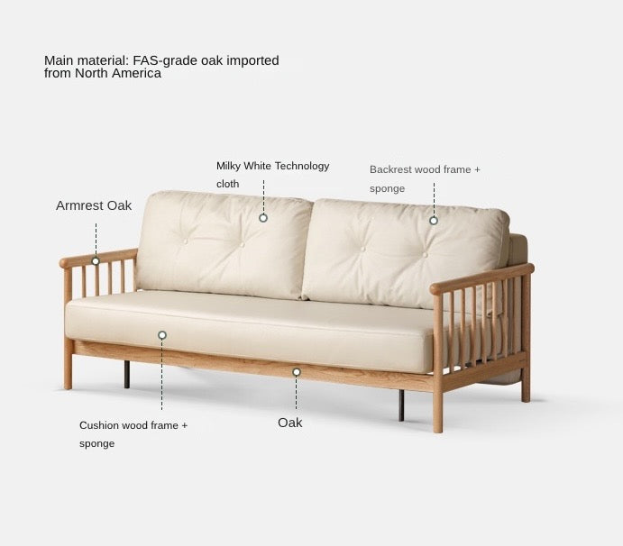 Oak solid wood sofa bed modern technology cloth -